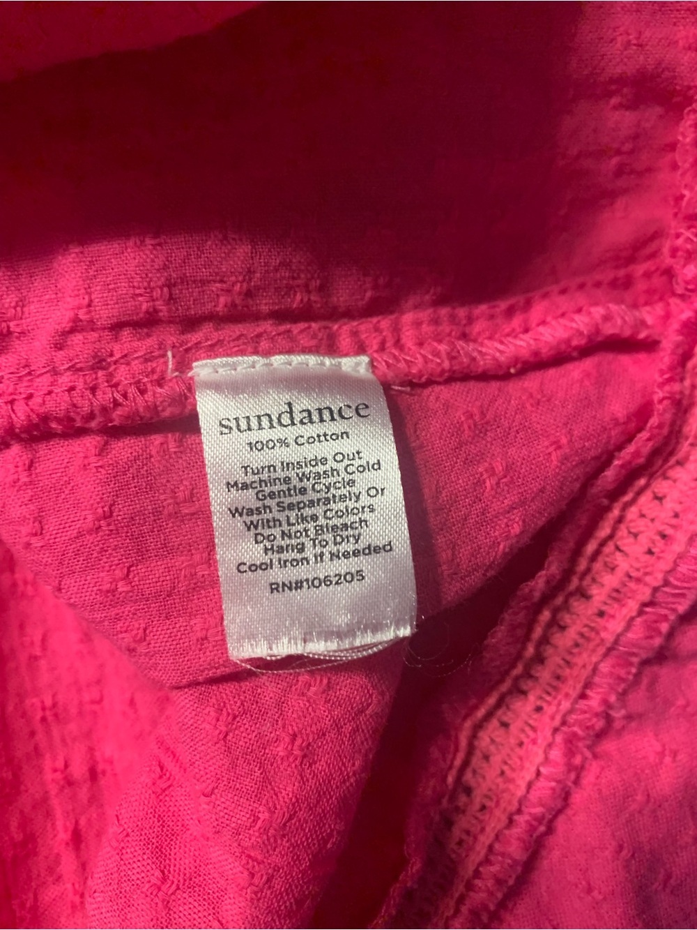Sundance Bright Pink Smocked Button-Front Puff Sleeve Peasant Top - S - Picture 4 of 7